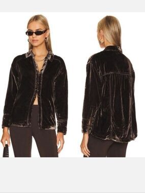 Free People We The Free Velvet Chocolate Brown Marianne Oversized Medium